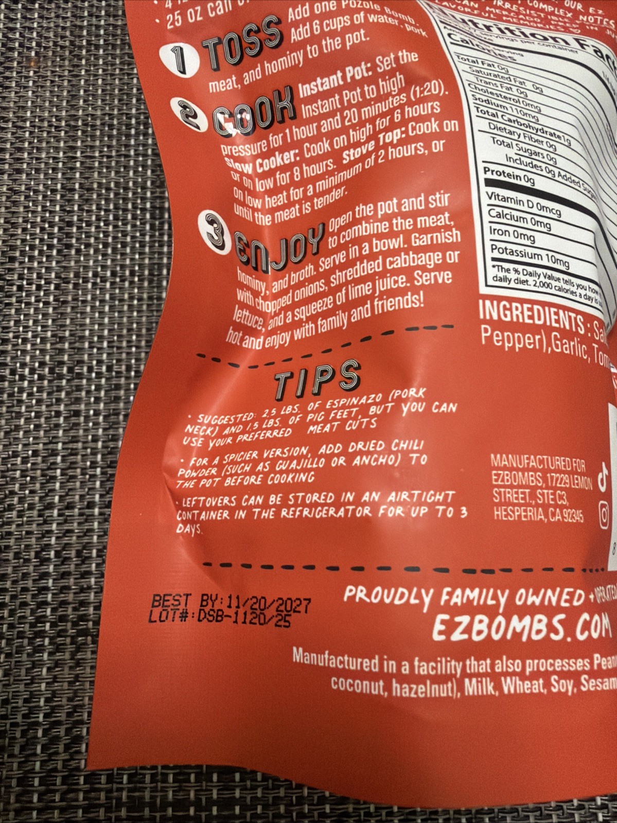 EZ Bombs Pozole Bomb Mexican Spice Mix BRAND NEWSEALED EXPIRATION DATE11/20/2027