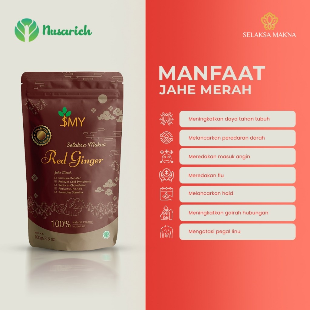 Red Ginger Drink Powder Original + Lemon 100g x2, Natural Herbal Spice
