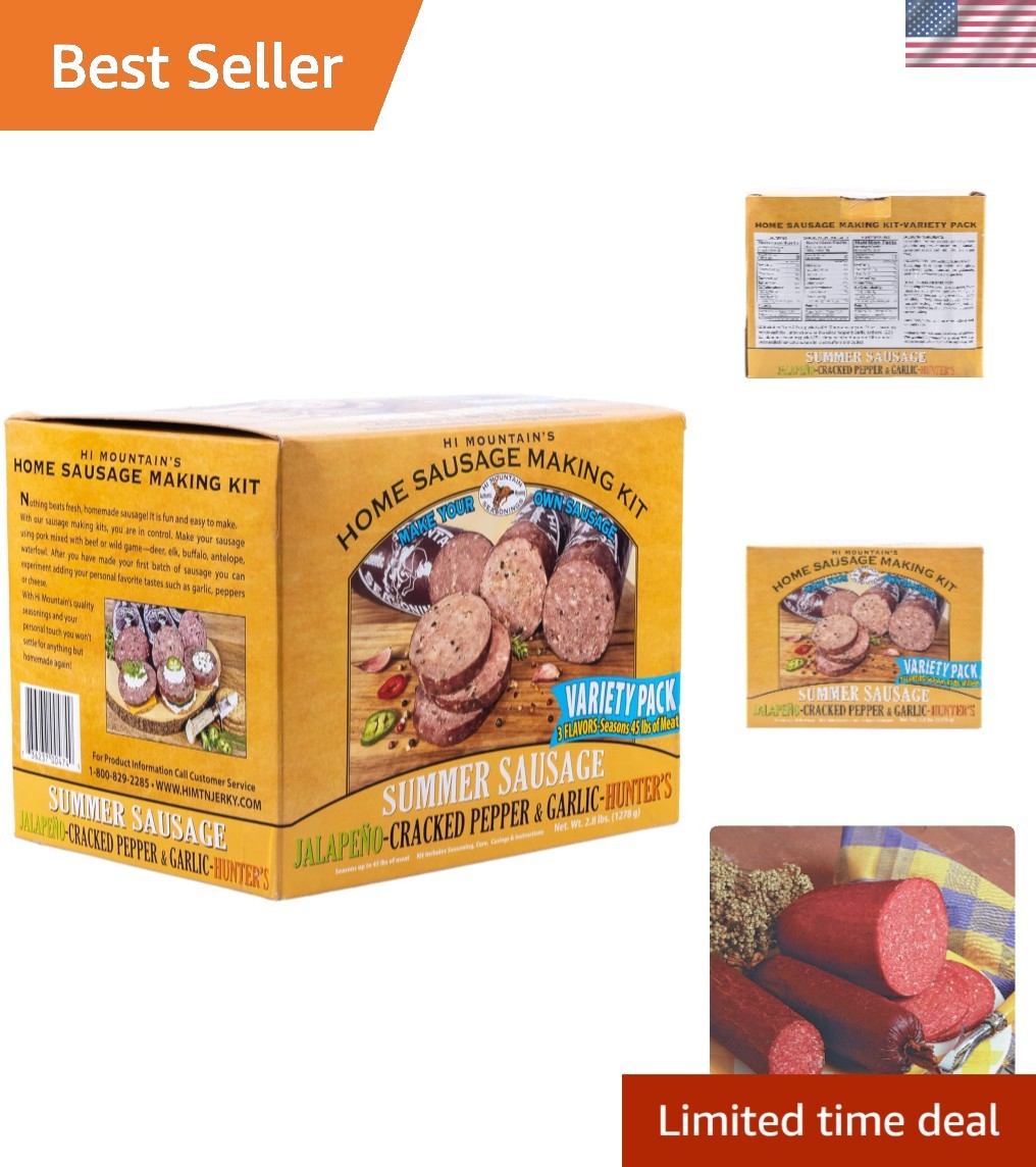 Summer Sausage Seasoning Kit | VARIETY PACK: JALAPENO, CRACKED PEPPER & GARLI…