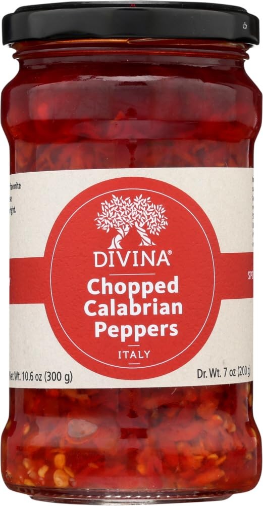 (Pack of 6) Divina Calabrian Chopped Peppers Natural Grocery 10.2 Oz