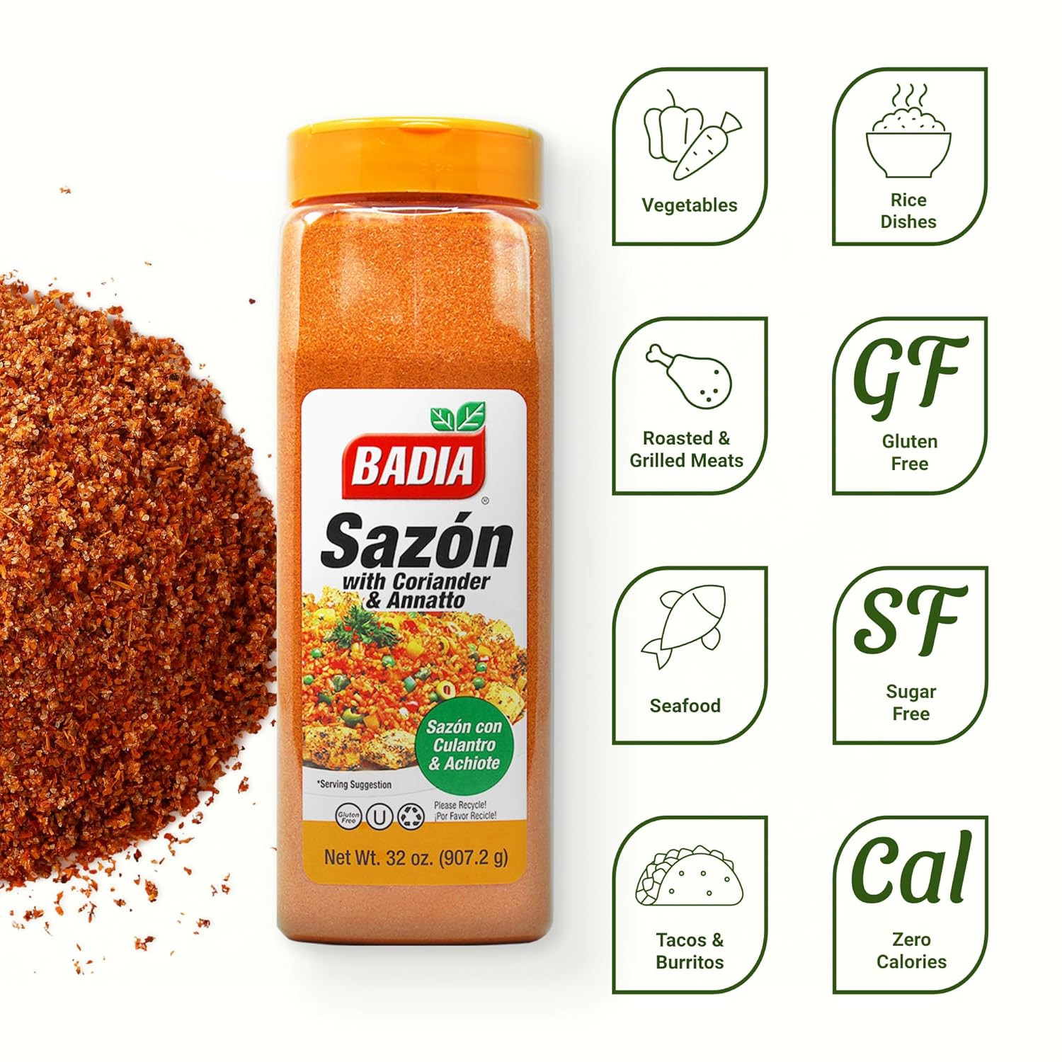 Sazon with Coriander & Annatto, 32 Oz – Culantro & Achiote Blend | Authentic Lat