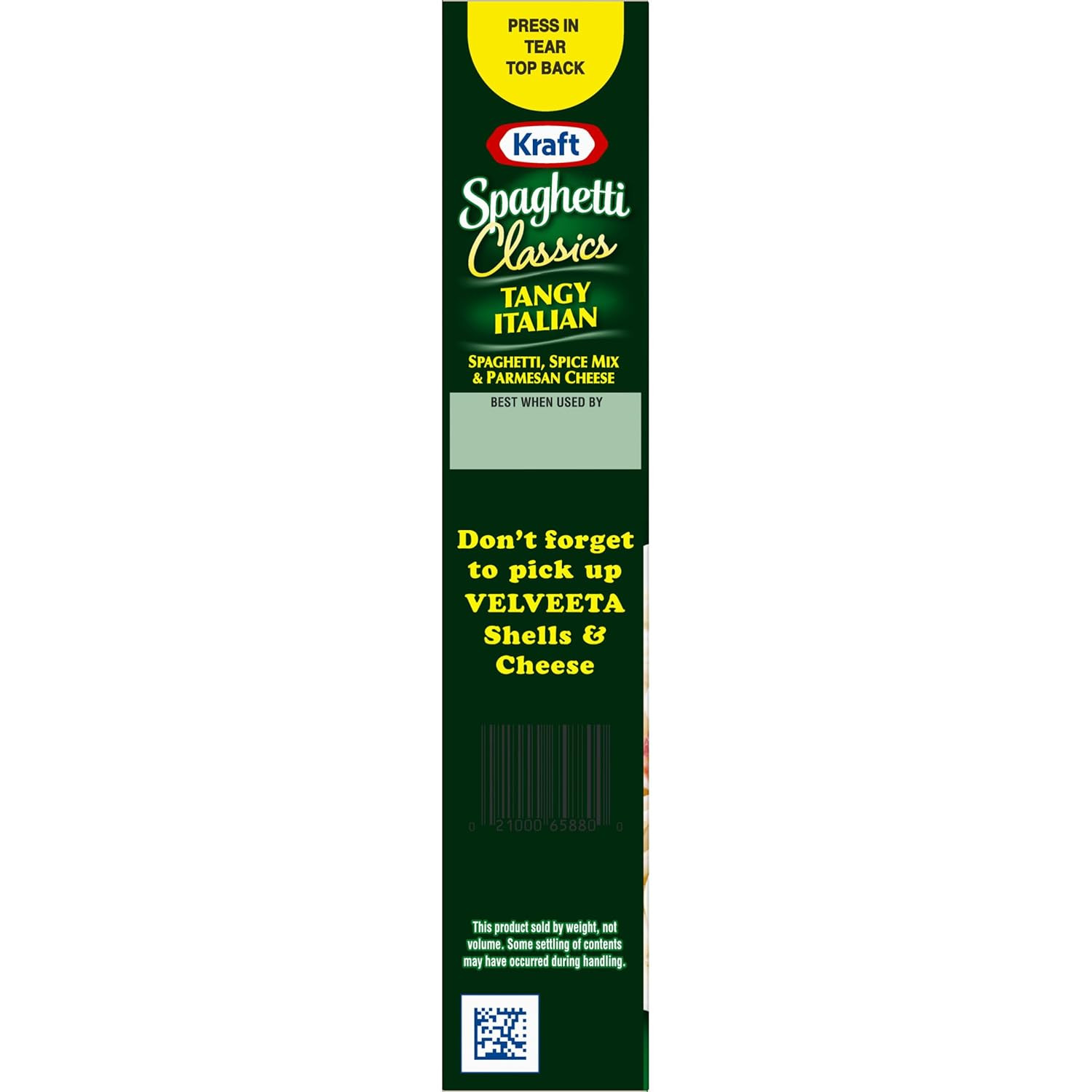 Kraft Spaghetti Classics Tangy Italian Spaghetti, Spices, & Parmesan Cheese Meal