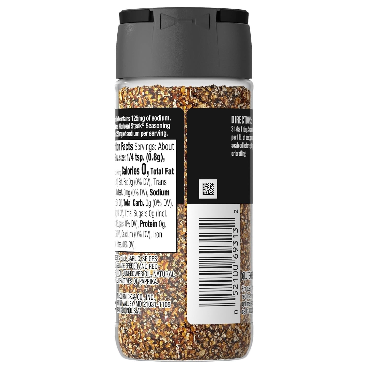 Reduced Salt Montreal Steak Seasoning 3.18 oz Perfect for Grilling