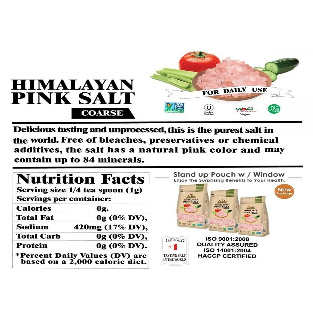 Pink Himalayan Salt Coarse Grain 1 lb (Pack of 6), Grinder Refill, Non-GMO, Pure