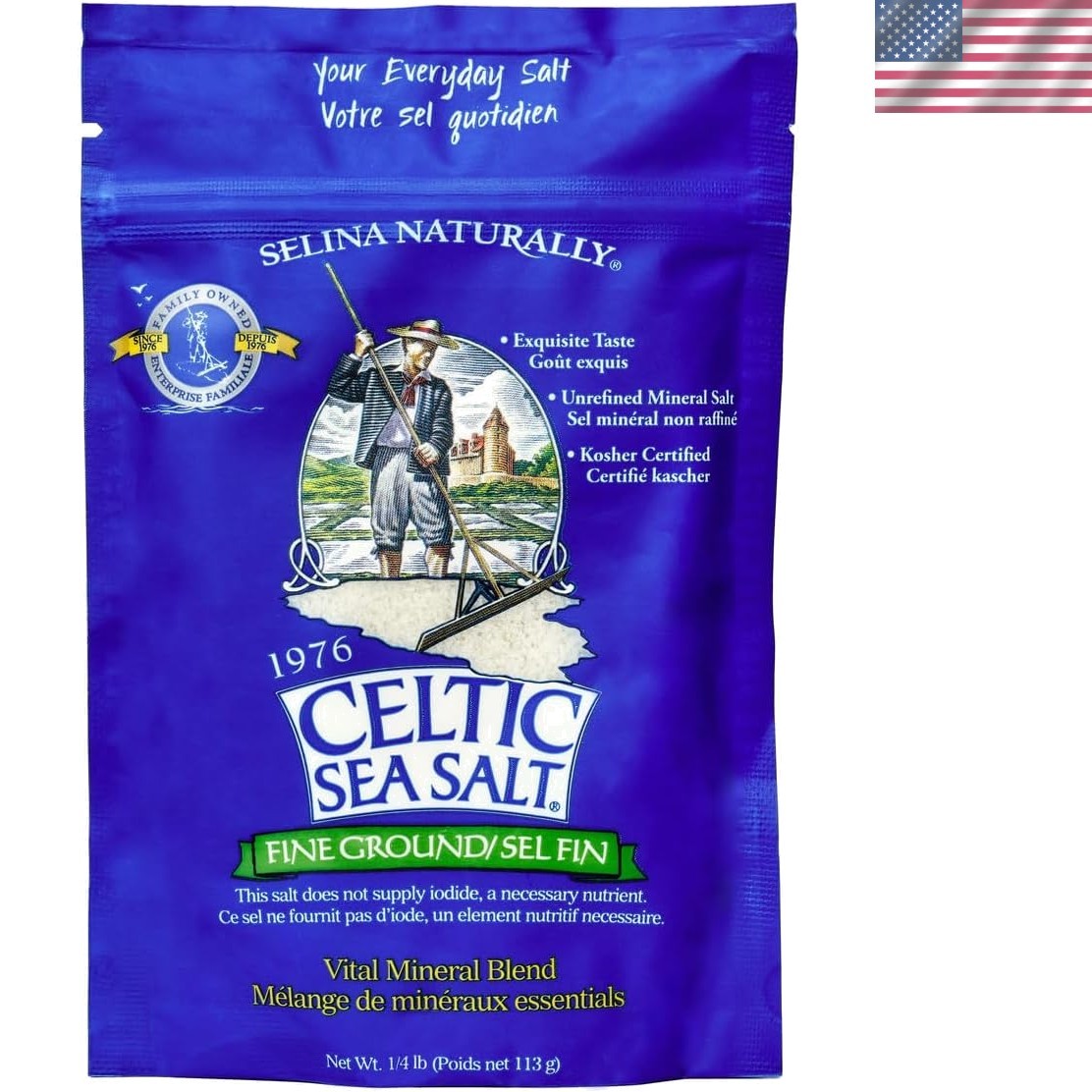 Fine Ground Salt – Celtic Sea Salt ¼ lb Resealable Bag for Culinary Bliss