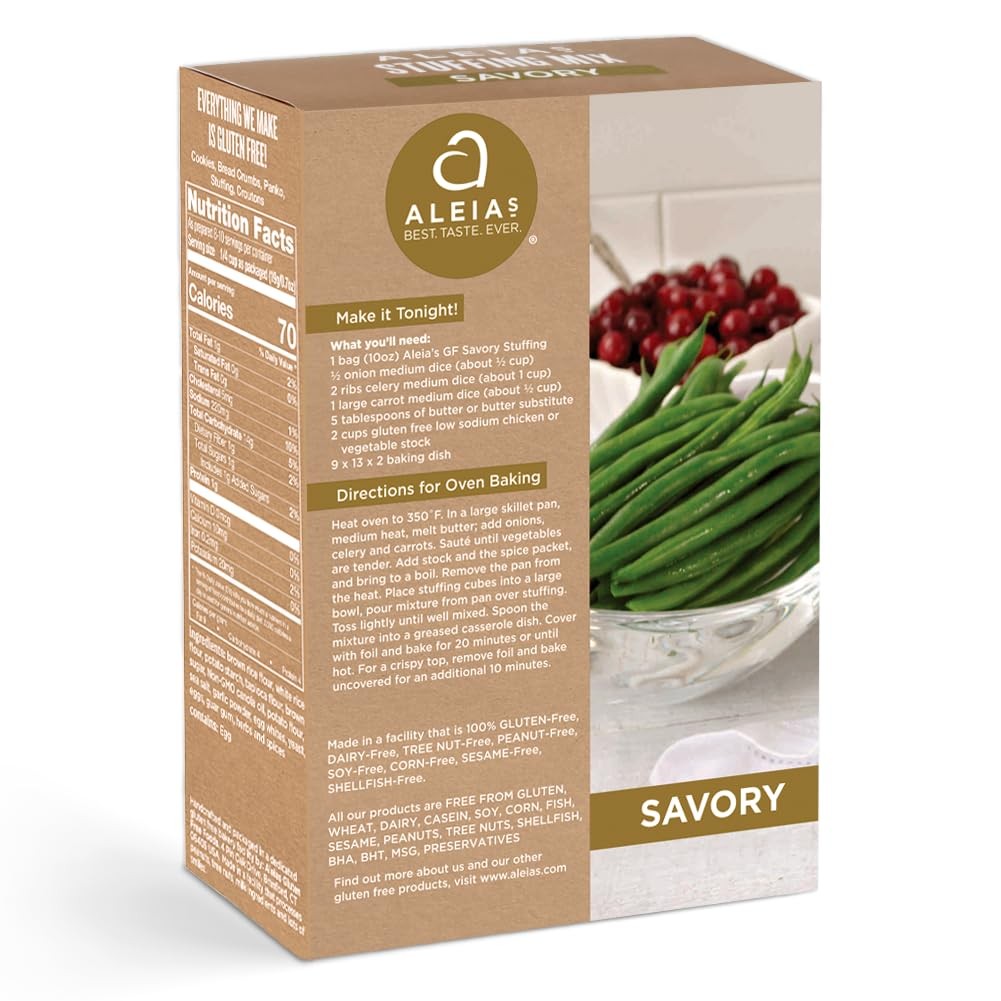 Aleia’s Gluten Free Savory Stuffing Mix – 10oz (1 Pack) 10 Ounce (Pack of 2)