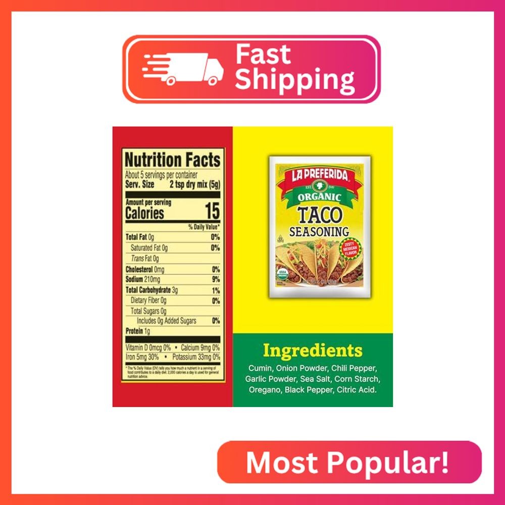 La Preferida Organic Taco Seasoning (Chef-Crafted Mexican Spice Blend) Cumin, Pa