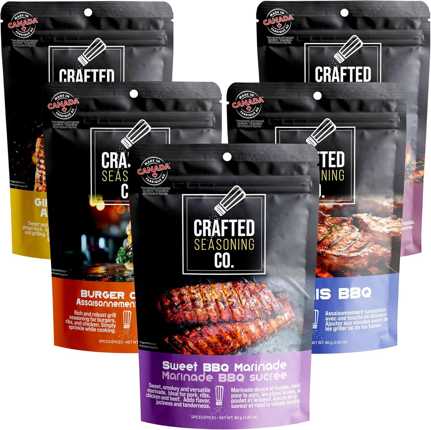 BBQ Rubs & Spices Gift Box (5-Pack) – Crafted Seasoning Co. Canadian-made, Small