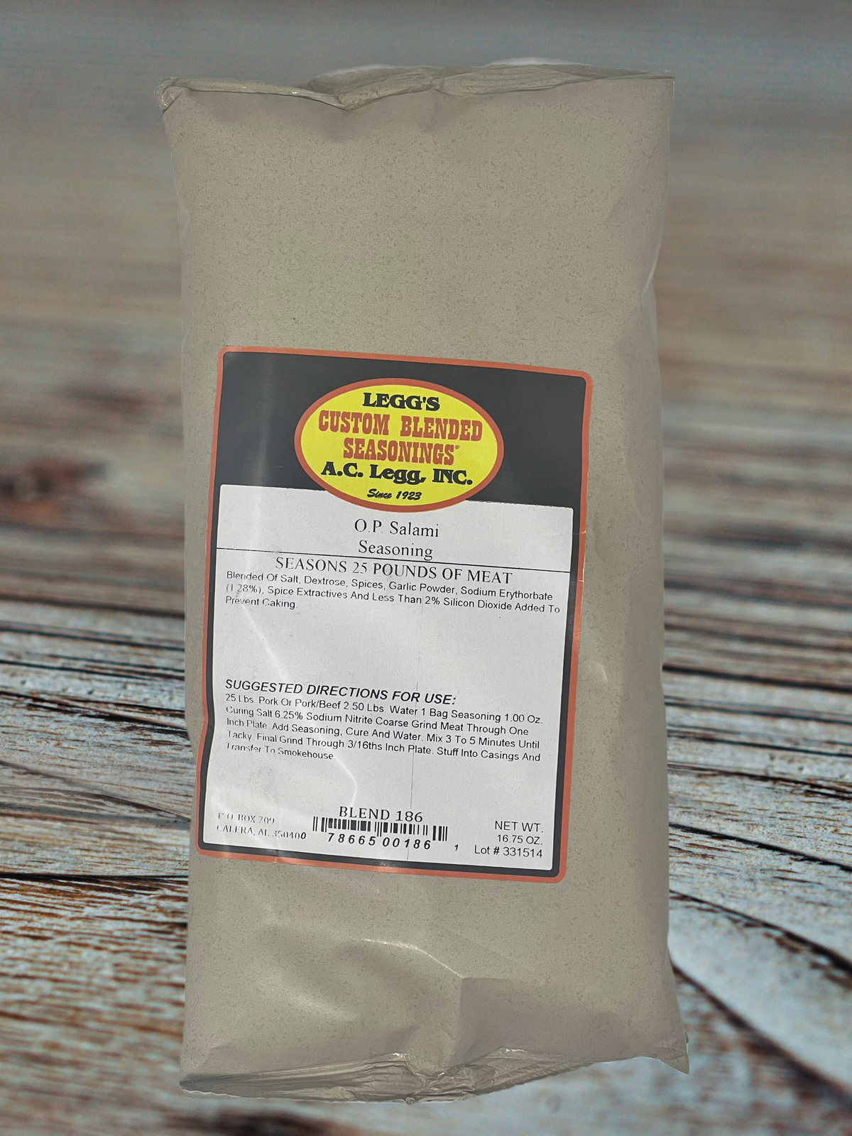 AC Legg’s Salami – Blend 186 Seasons 25 lbs of Meat