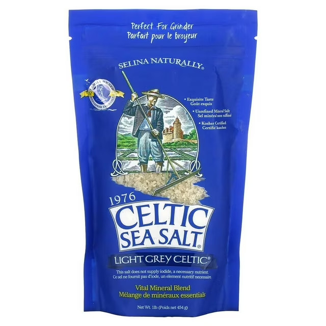 Celtic Sea Salt Light Grey 1 Lb / 16 Oz Vital Mineral Blend Selina Naturally