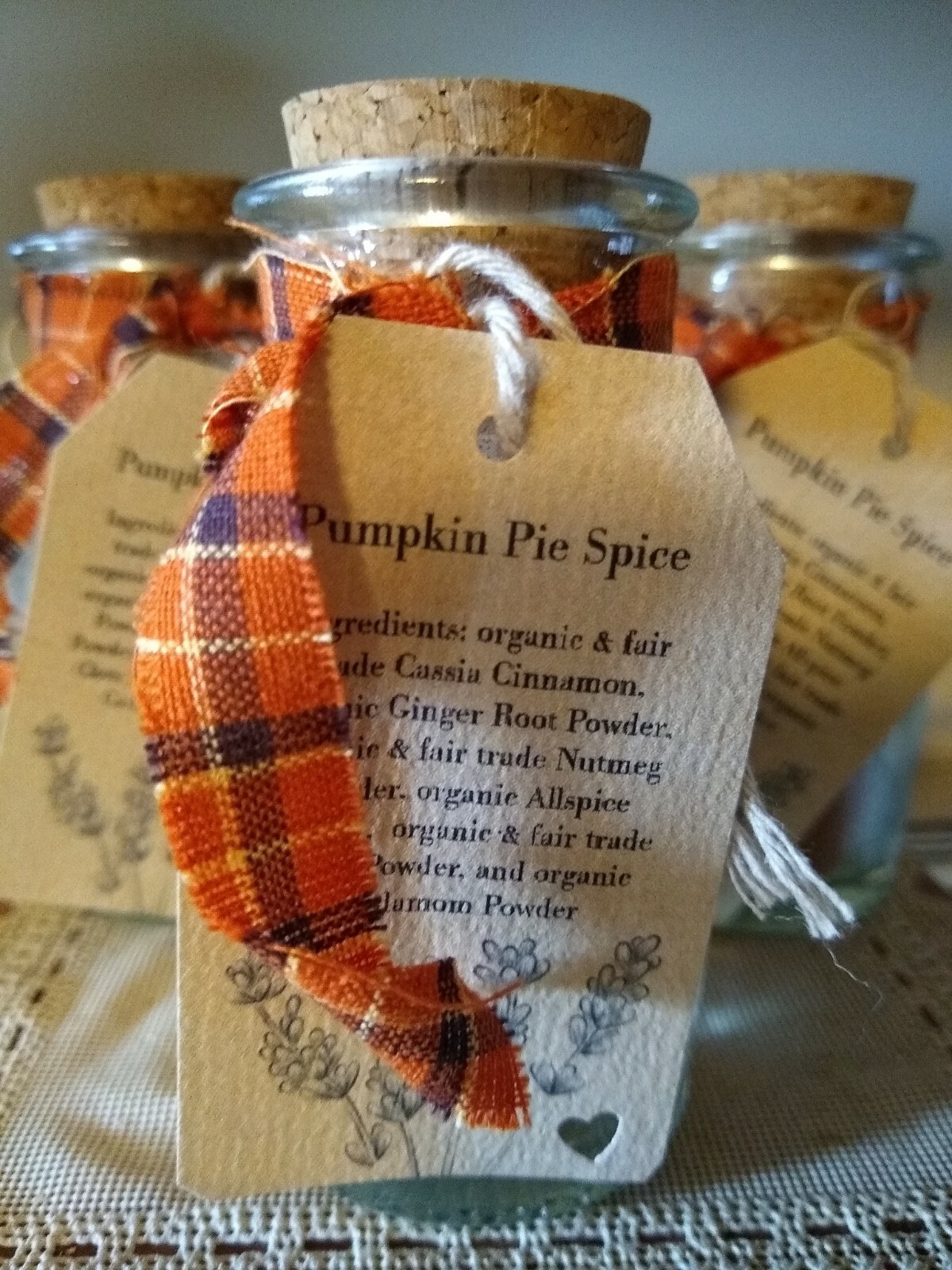 Pumpkin Pie Spice, Custom Blend, Organic 1 oz. in Glass Spice Jar with Cork