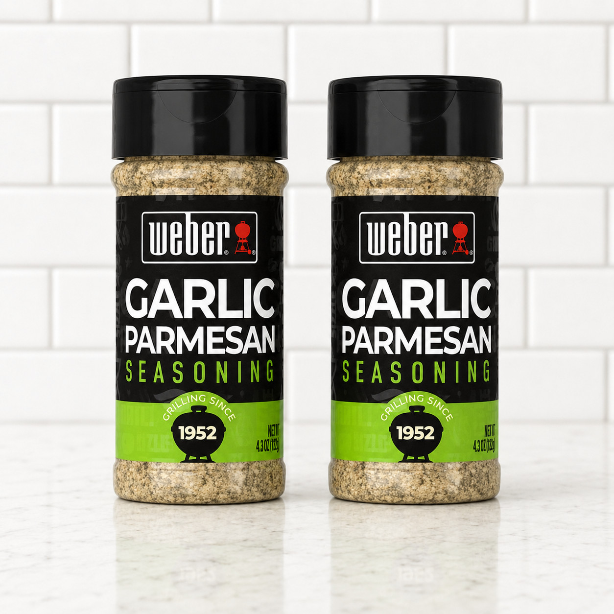 Weber Garlic Parmesan Seasoning Gluten Free 4.3 Oz each Shaker Bottle 2 Pack