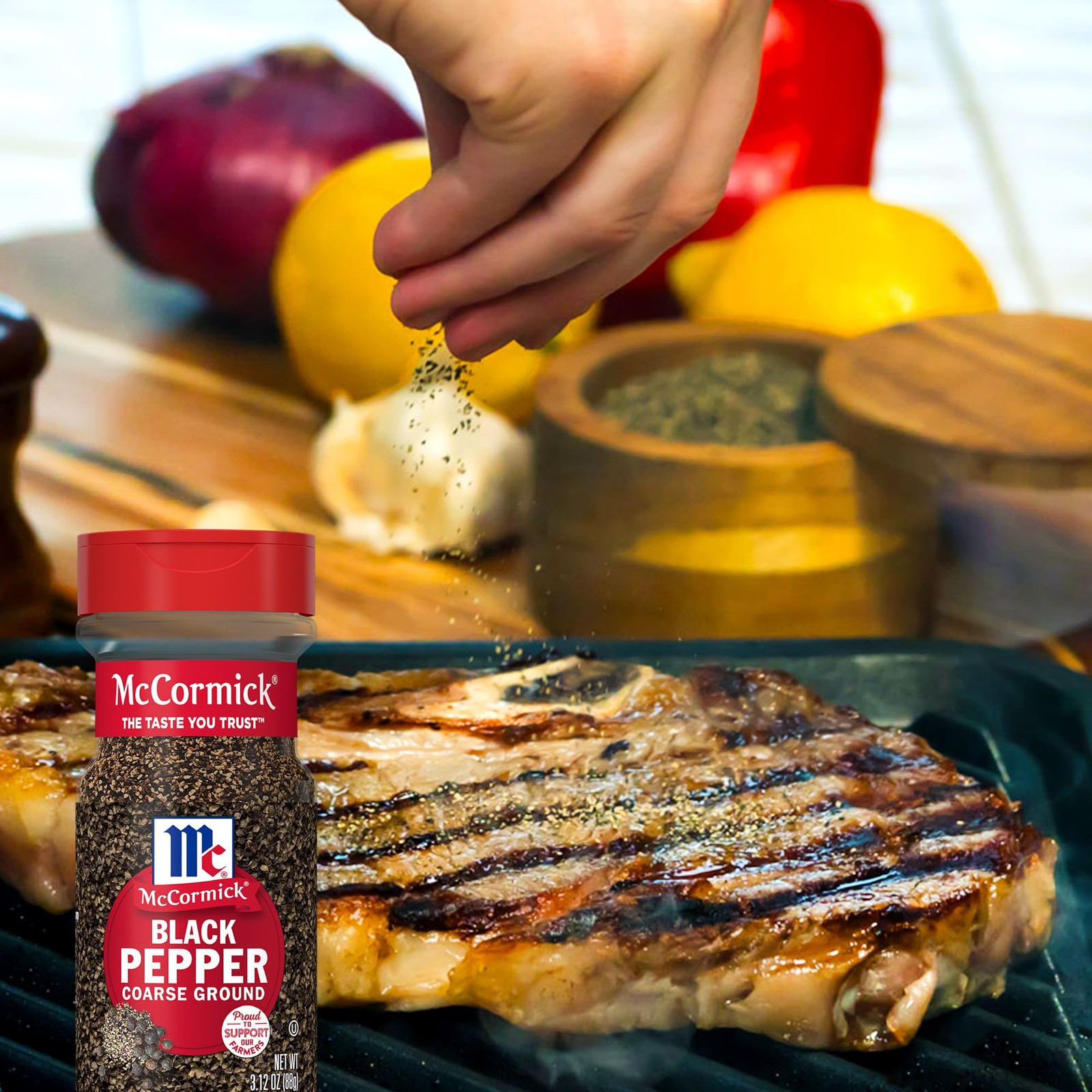McCormick Black Pepper, Coarse Ground, Non GMO, 3.12 Ounce (Pack of 1)