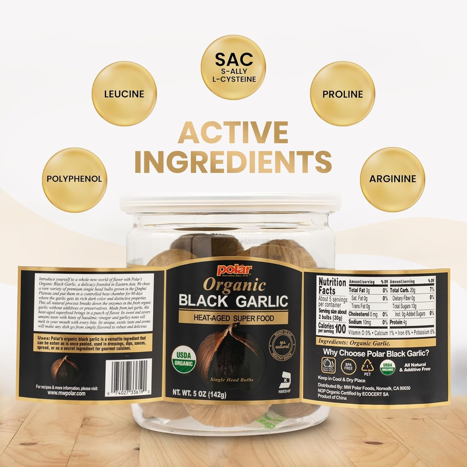 Delicious Organic Black Garlic 5 oz – Whole Bulbs, Ready to Eat, Kosher Snack
