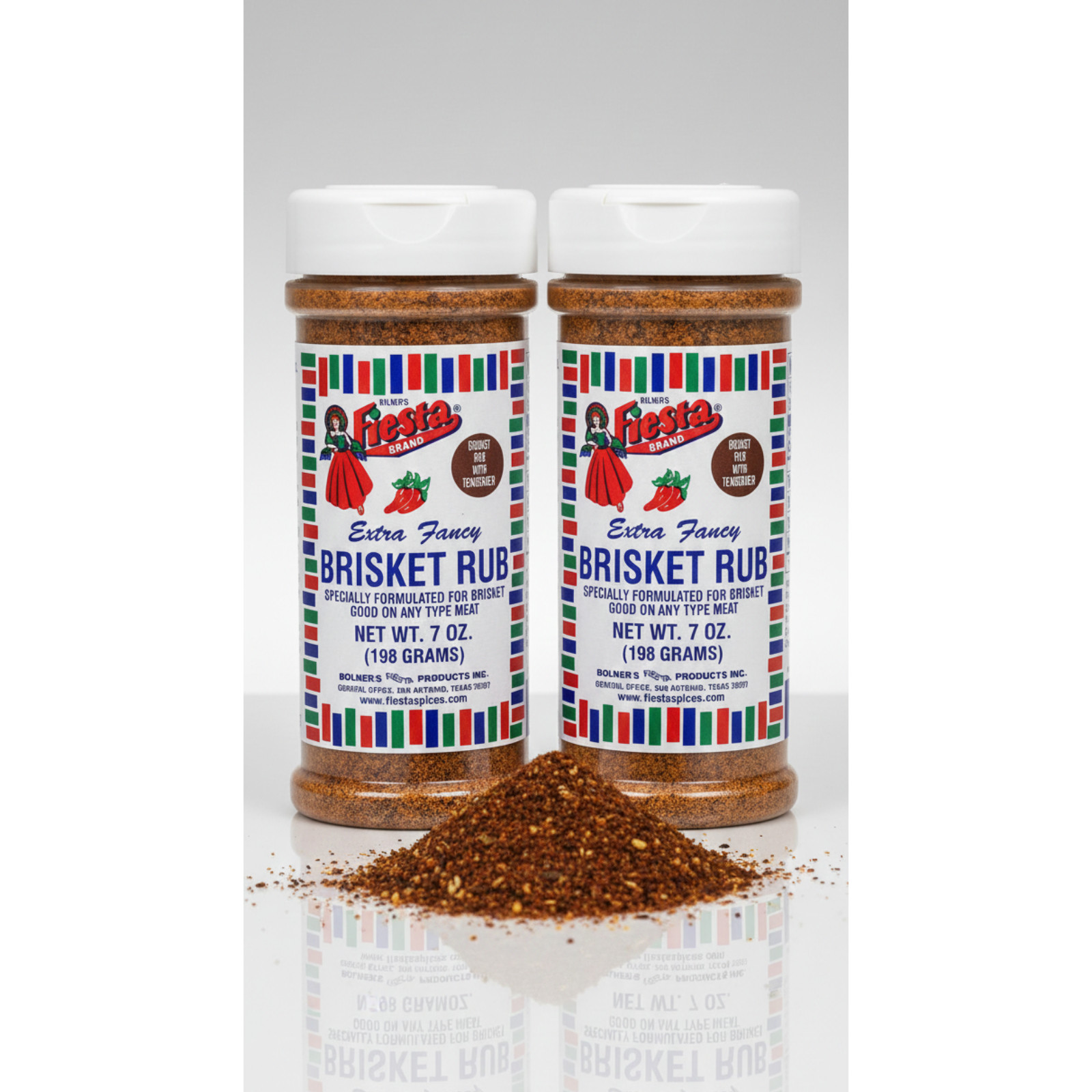 2 PACK Bolner’s Fiesta Brisket Rub with Tenderizer 7 oz Bottles Texas BBQ