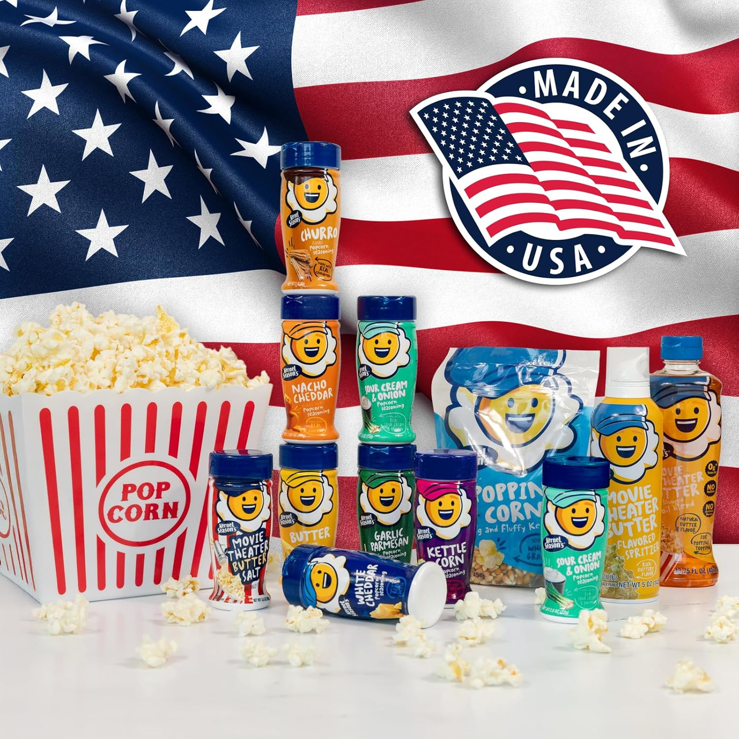Popcorn Seasonings Assorted Flavors Powder Toppings Gluten Free Kosher 6 Pack