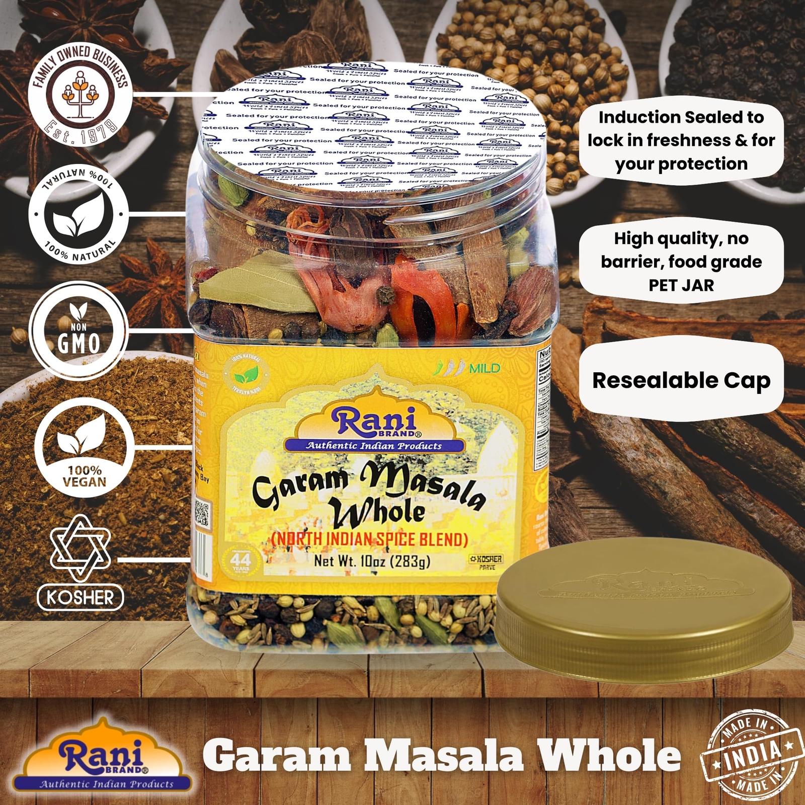 Rani Garam Masala Indian 11 Whole Spices Blend 10oz (283g) PET Jar