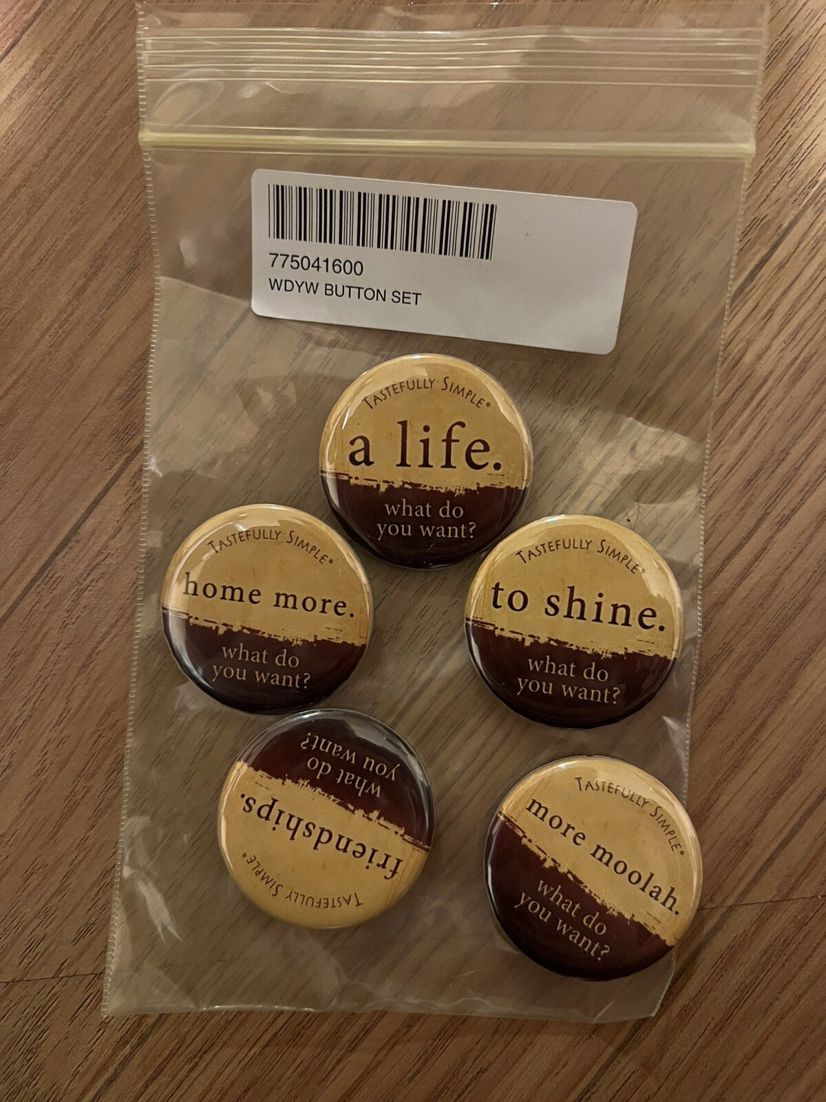 NEW Tastefully Simple Consultant (Set of 5) BUTTON SET