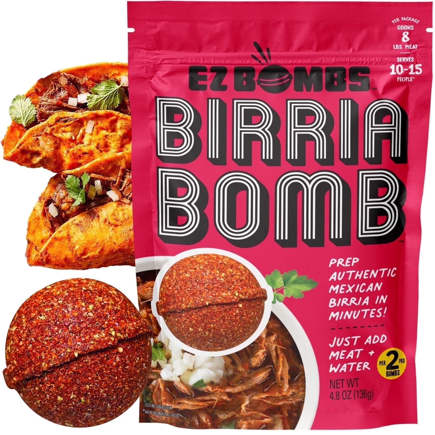 EZ Bombs Birria Bomb Seasoning 2Pack 4.8 oz Authentic Mexican Spice Mix for Tac.