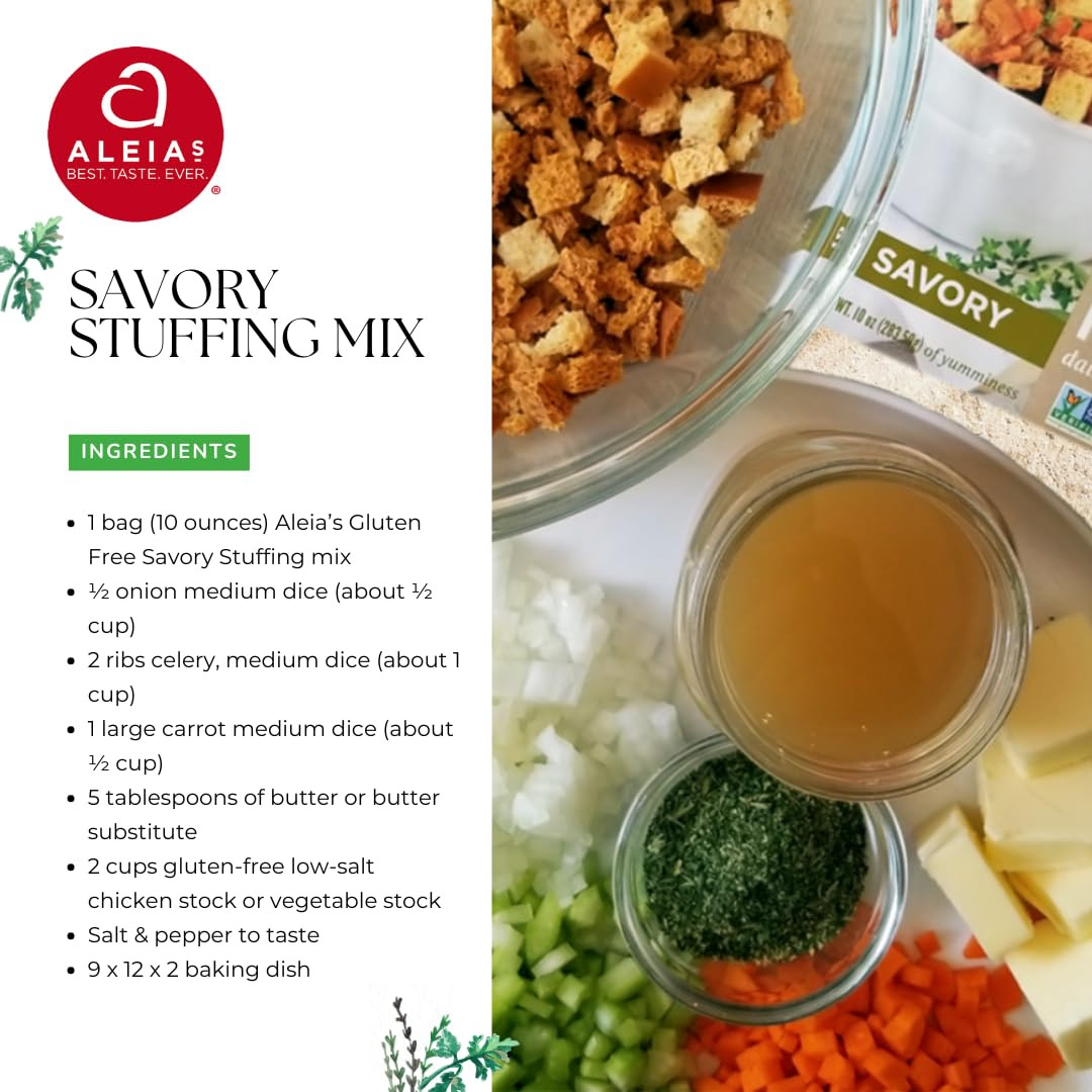 Aleia’S Gluten Free Savory Stuffing Mix – 10Oz (1 Pack) – Classic Holiday Stuff