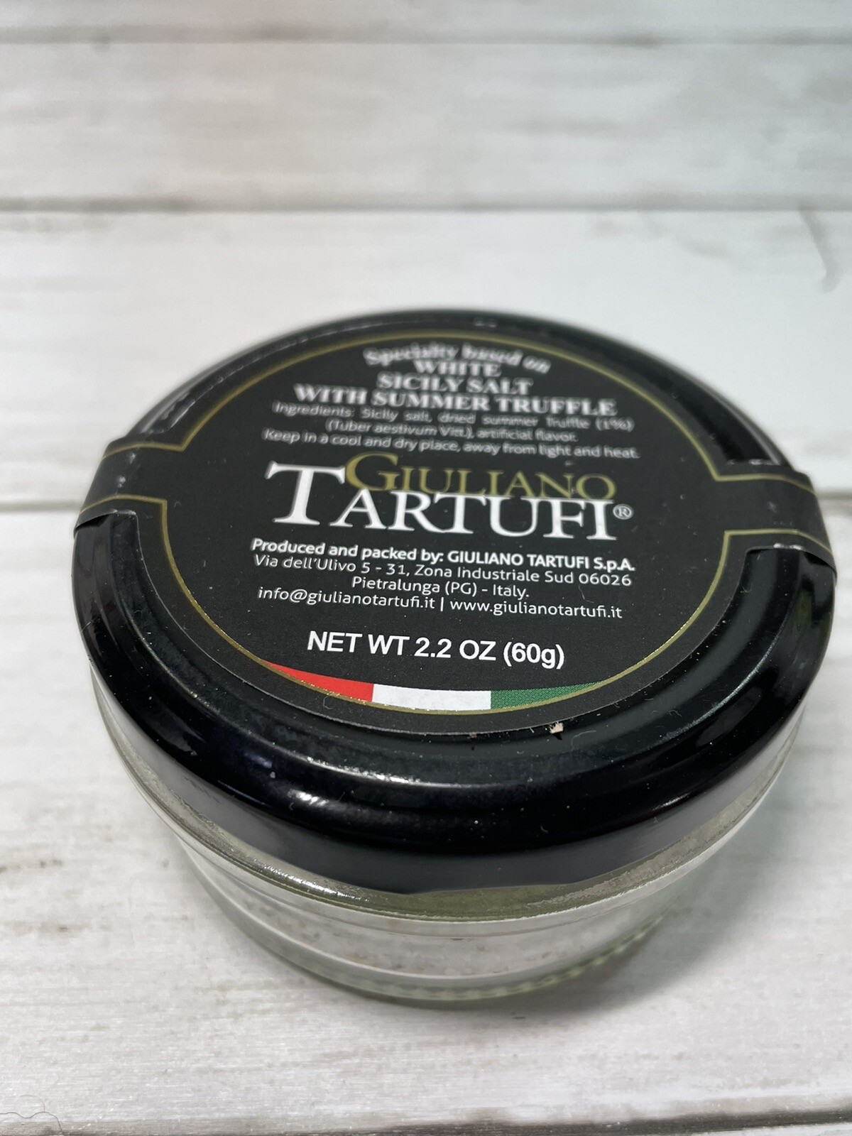 White Sicily Salt with Summer Truffle – 2.2 oz – Giuliano Tartufi – Italy – New