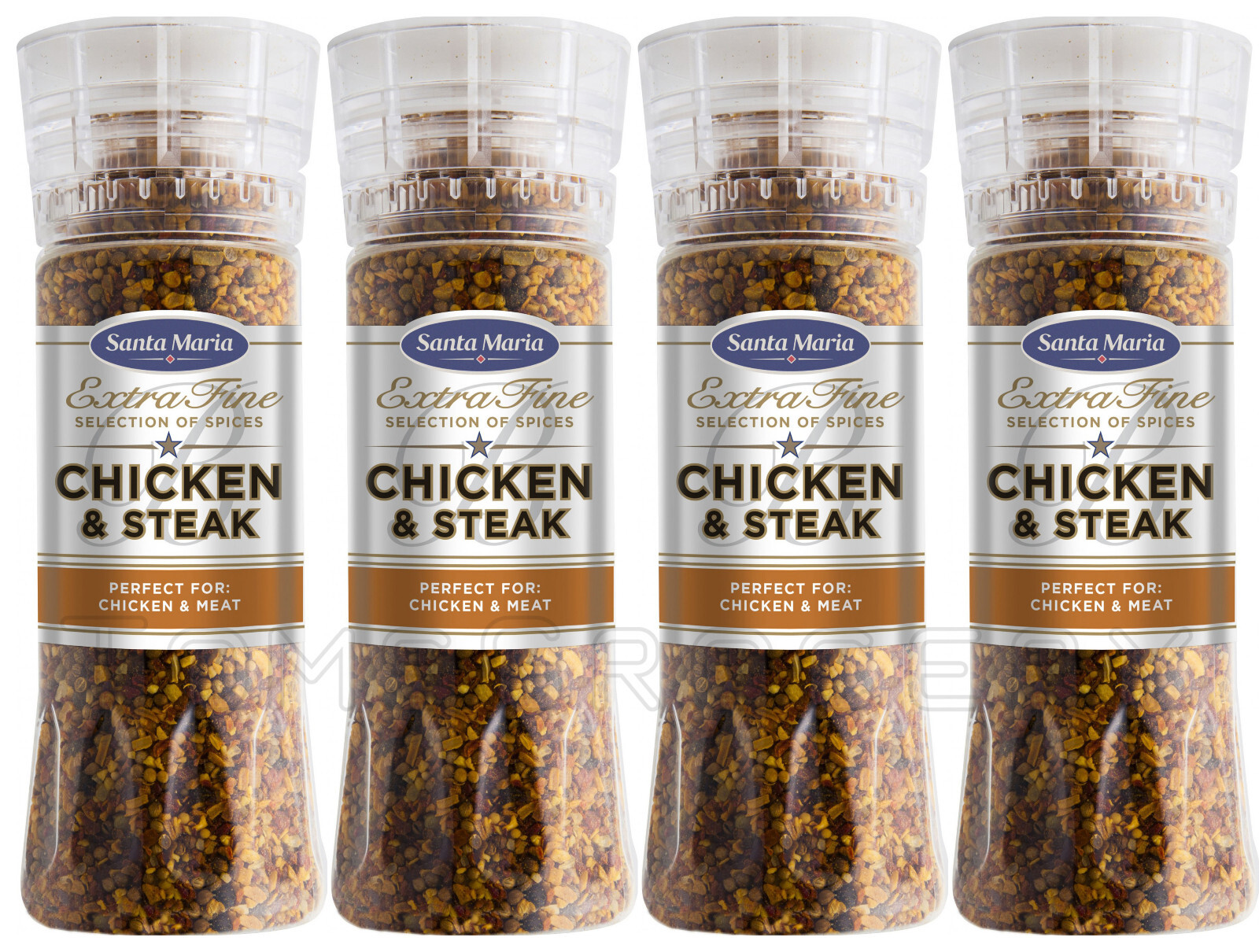 4 SANTA MARIA CHICKEN & STEAK Extra Fine Spice Mix Grinders 250g 8.8oz