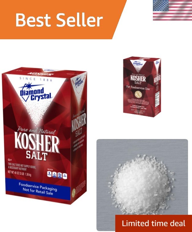 Kosher Salt – Natural, No Additives, Lower Sodium – 3 lb Restaurant Pack