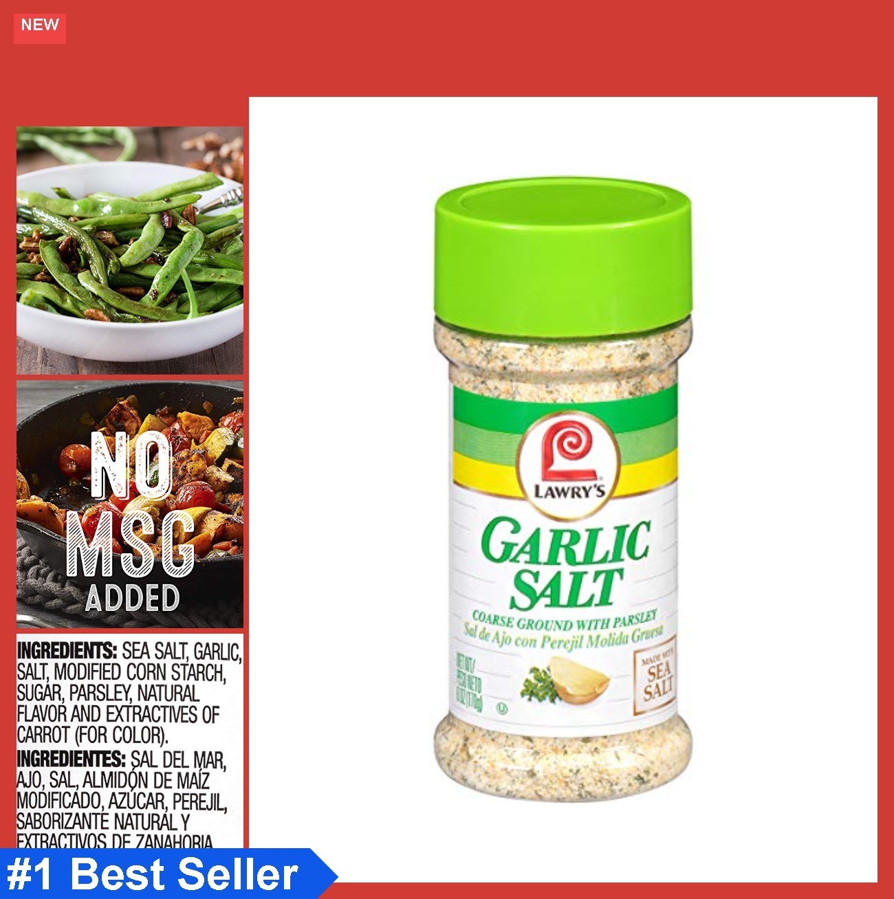 Coarse Garlic Salt with Parsley 6 oz Seasoning Blend for Chicken Steak