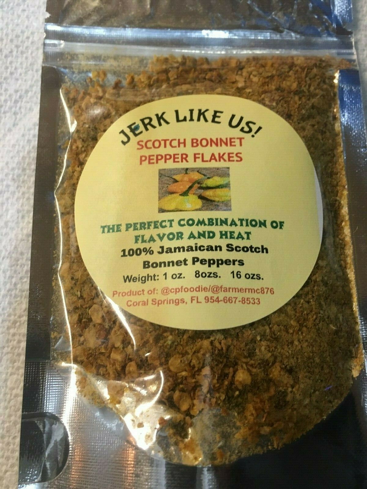 100% Pure Jamaican Scotch Bonnet Pepper Flakes 1 oz packet or 2 oz bottle sealed