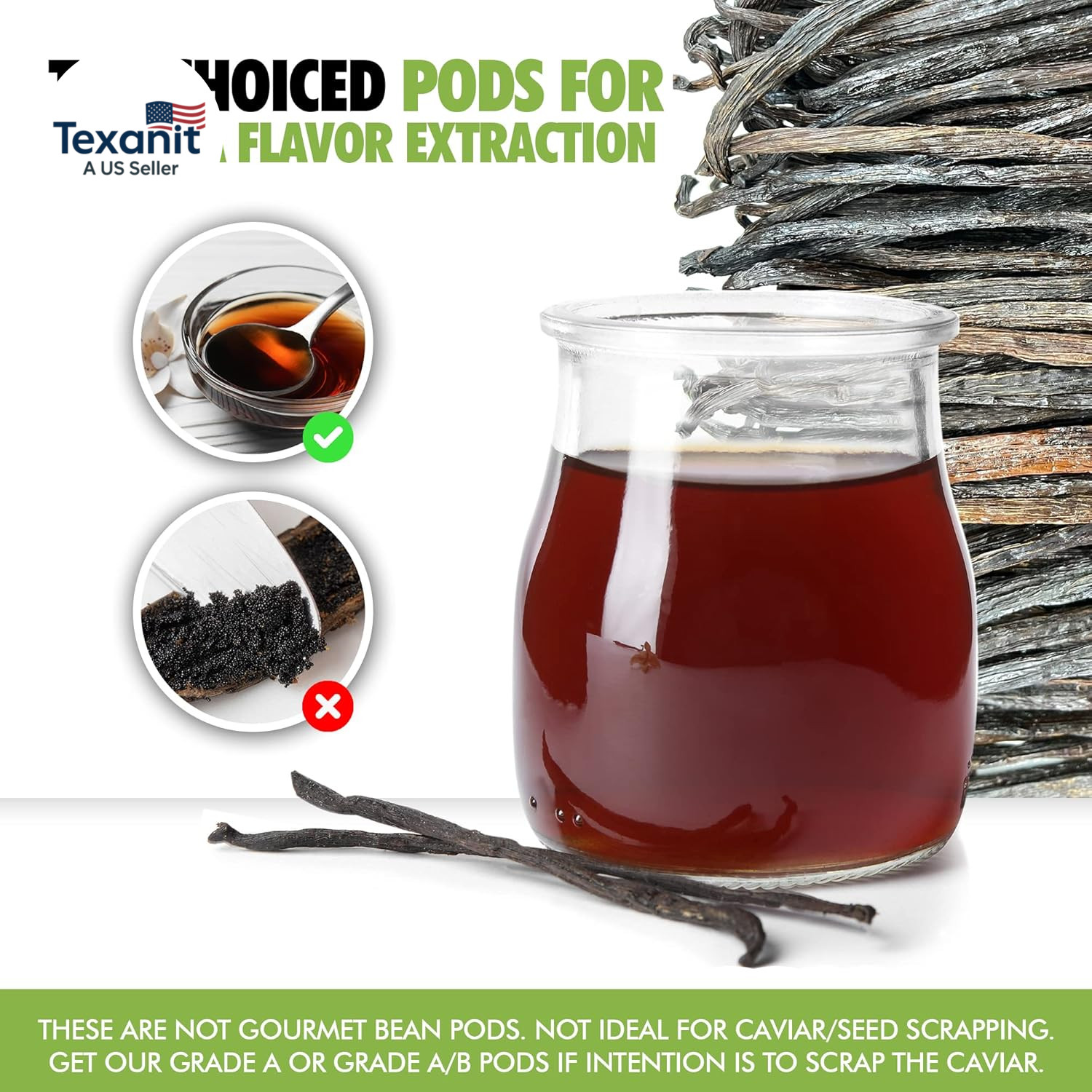 26 Organic Madagascar Vanilla Beans Extract Exclusive Grade B| 4.5″ – 5.5″ by FI