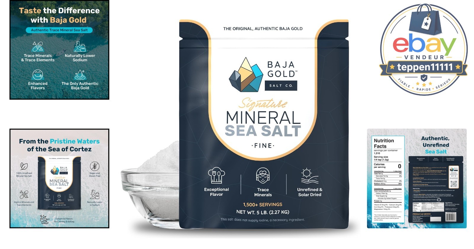 Mineral Sea Salt 5 lb Resealable Bag for Cooking Baking