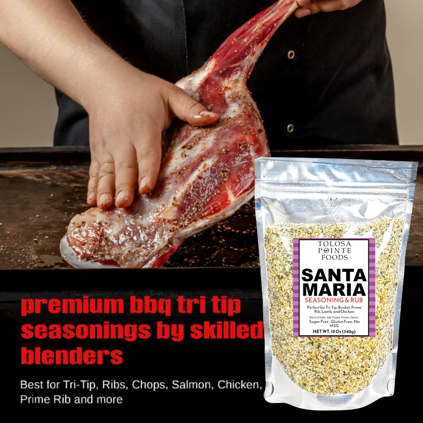 Tolosa Pointe Santa Maria Bbq Rub 12 Oz Sugar Gluten For Tri Tip Pork Steak