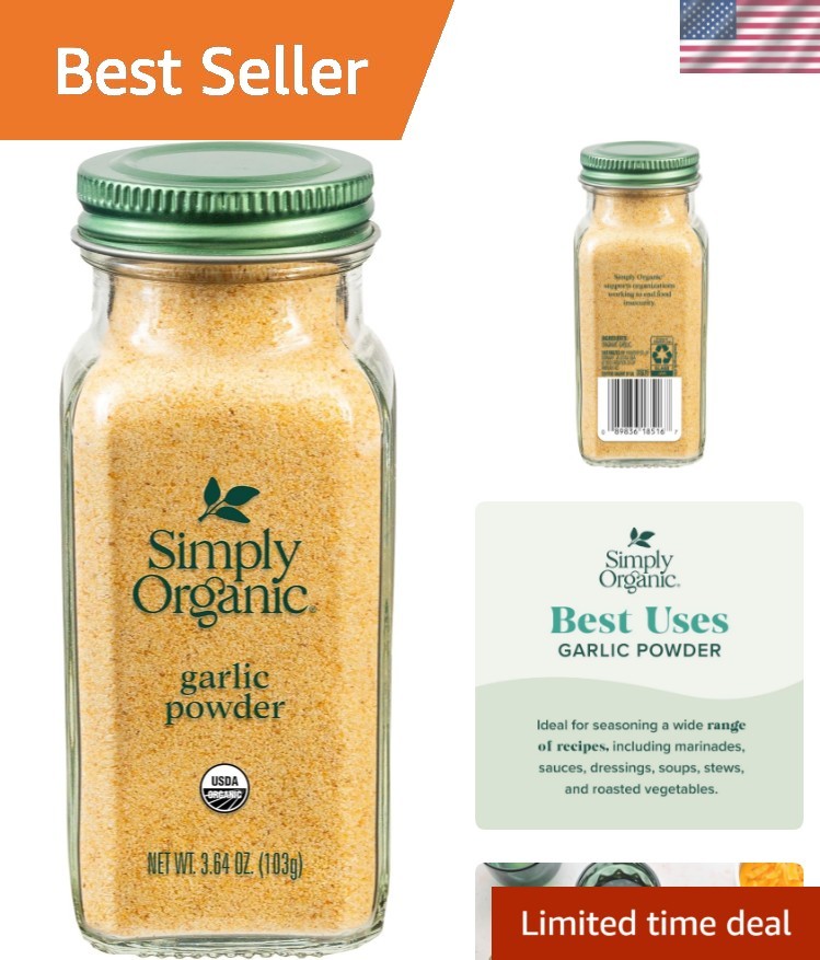 Pure A-Grade Organic Garlic Powder – 3.64 Oz Jar for Culinary Excellence
