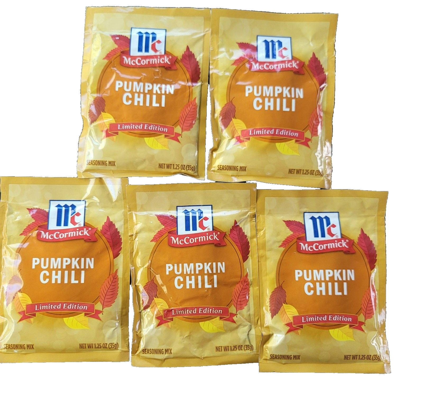 McCormick Pumpkin Chili Seasoning, 1.25 oz Bag Limited Edition x 5 EXP AUG 2027
