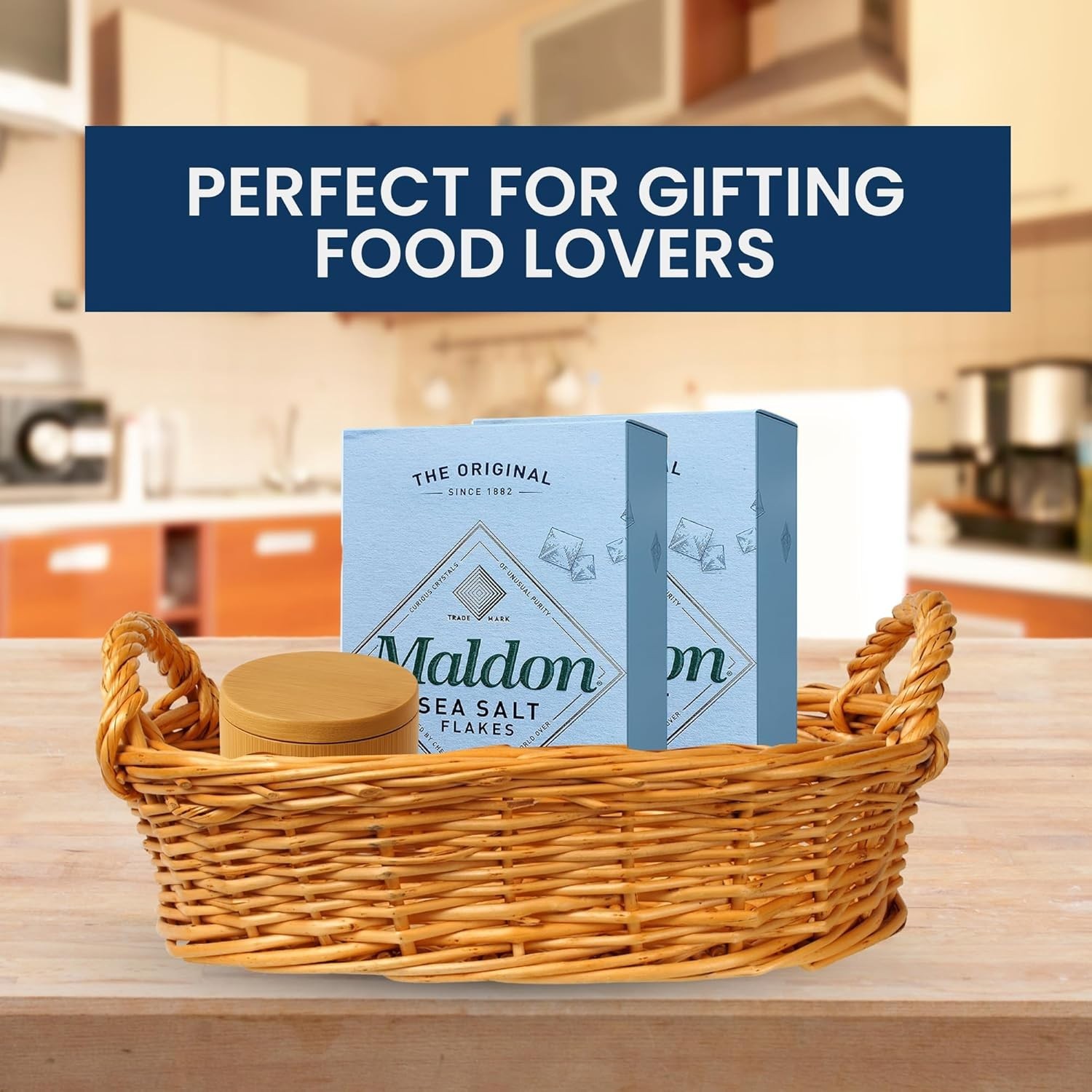 Maldon Sea Salt & Northward Spirit Bamboo Salt Box Cellar Canister Gift Set