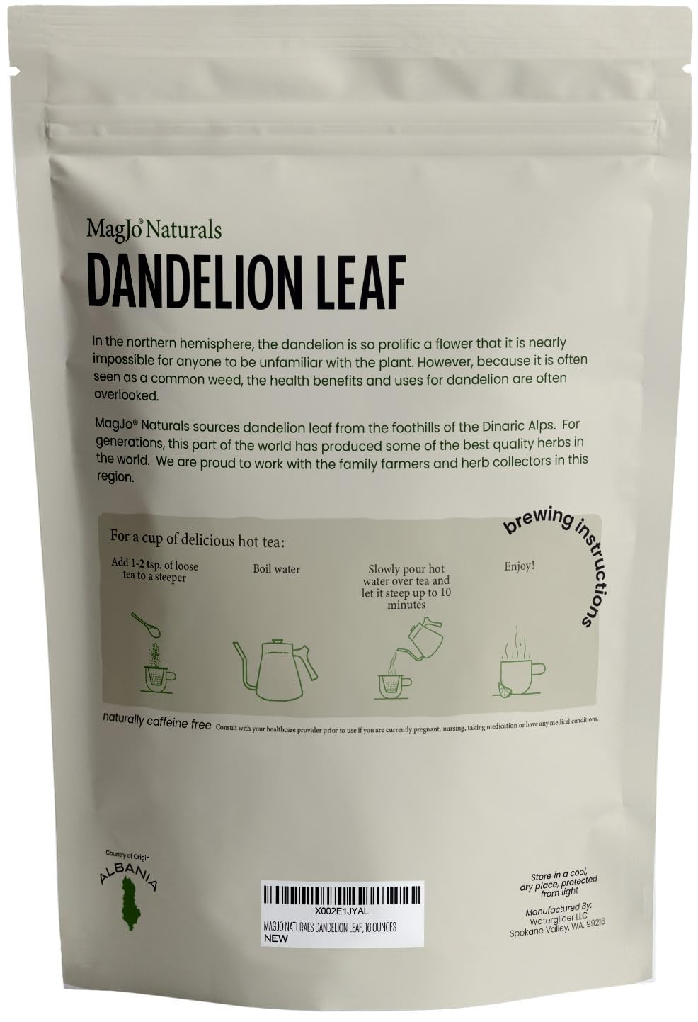 MagJo Naturals Wild-Harvest Dandelion Leaf (16 16 Ounce (Pack of 1), Green
