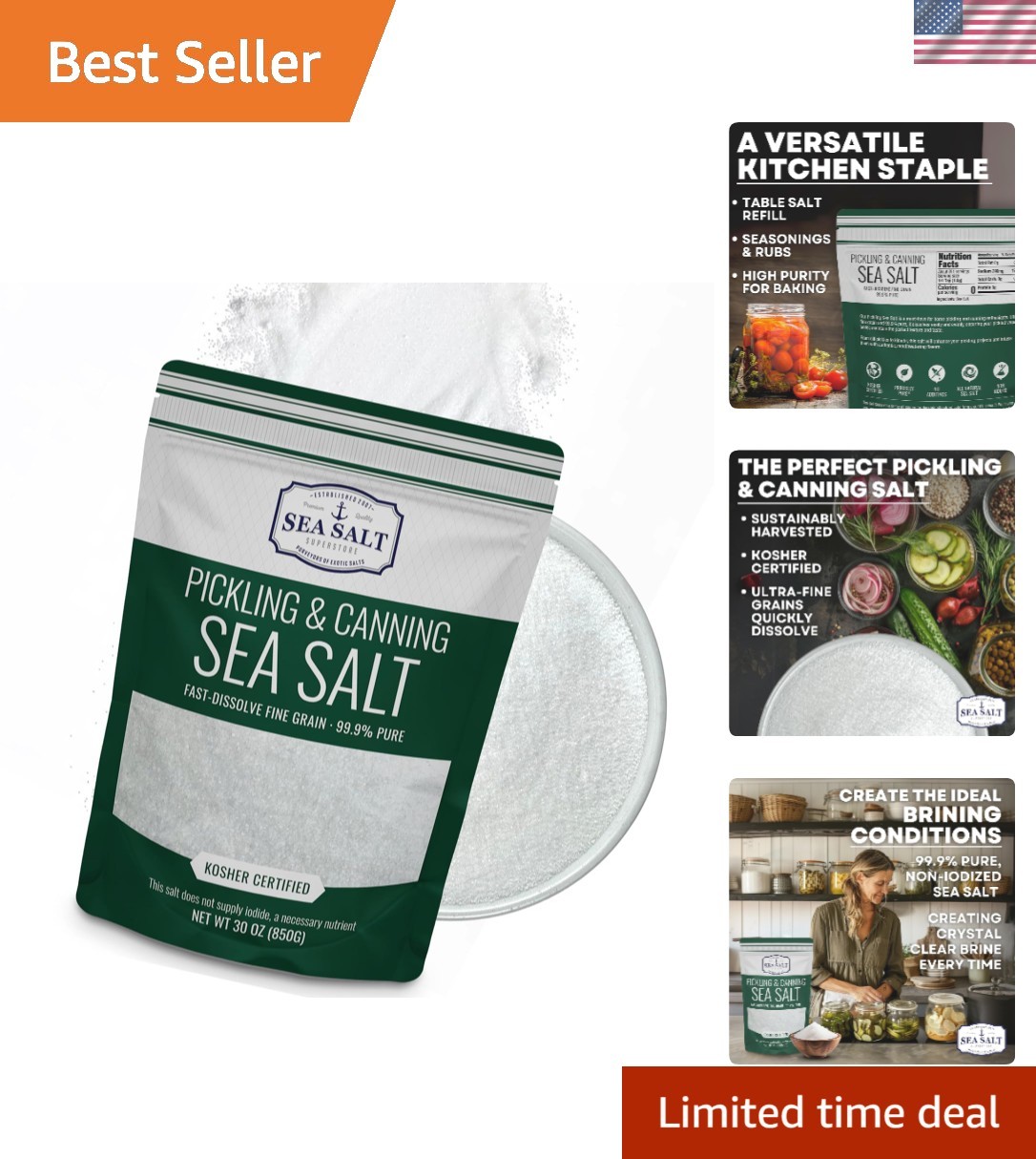 30 Oz Kosher Pickling Salt for Culinary Perfection – Non-Iodized & Pure