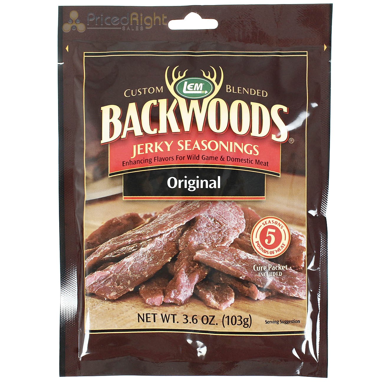 Backwoods Original Jerky Seasoning Cure Packet Makes 5 Lbs of Meat 3.6 Oz 9064
