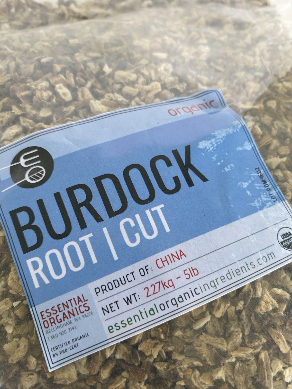 Organic Burdock Root Cut & Sifted 5 lb Bulk Dried Herbal Root Non-GMO USDA