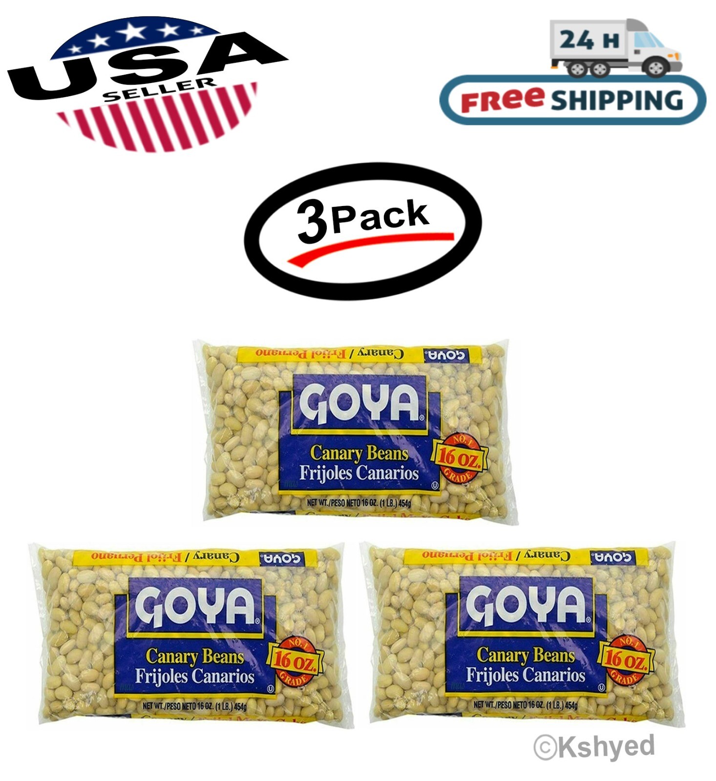 Goya Canary Beans 16oz | Frijole Canarios (3 Pack)Best Seller-New -Free Shipping