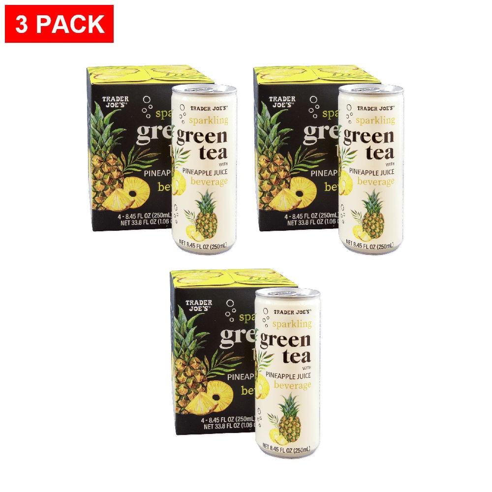 Trader Joe’s Sparkling Green Tea with Pineapple 8.45 Fl Oz – Pack of 3