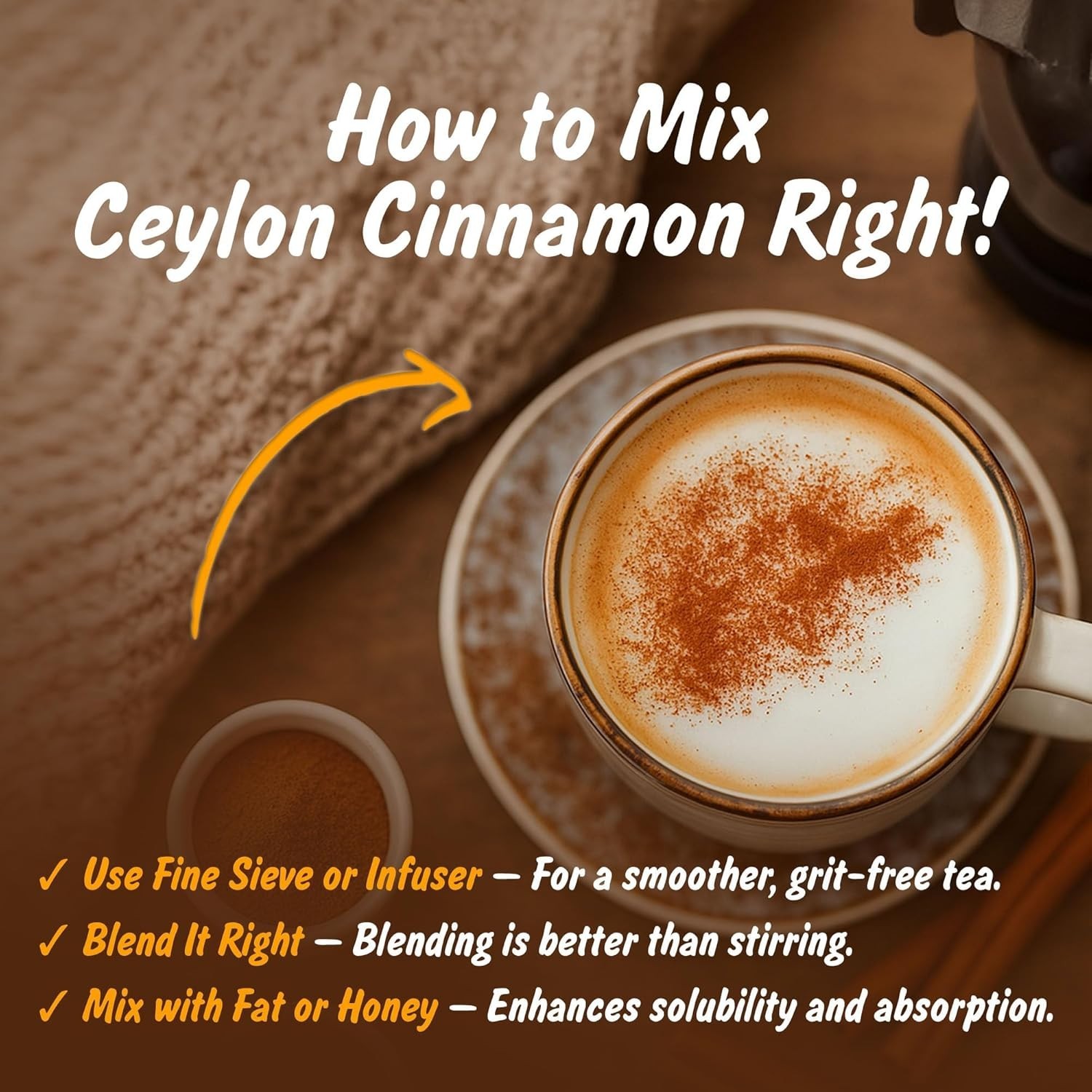 Authentic USDA Certified Organic Ceylon Cinnamon Powder – 4oz Lab Tested Quality