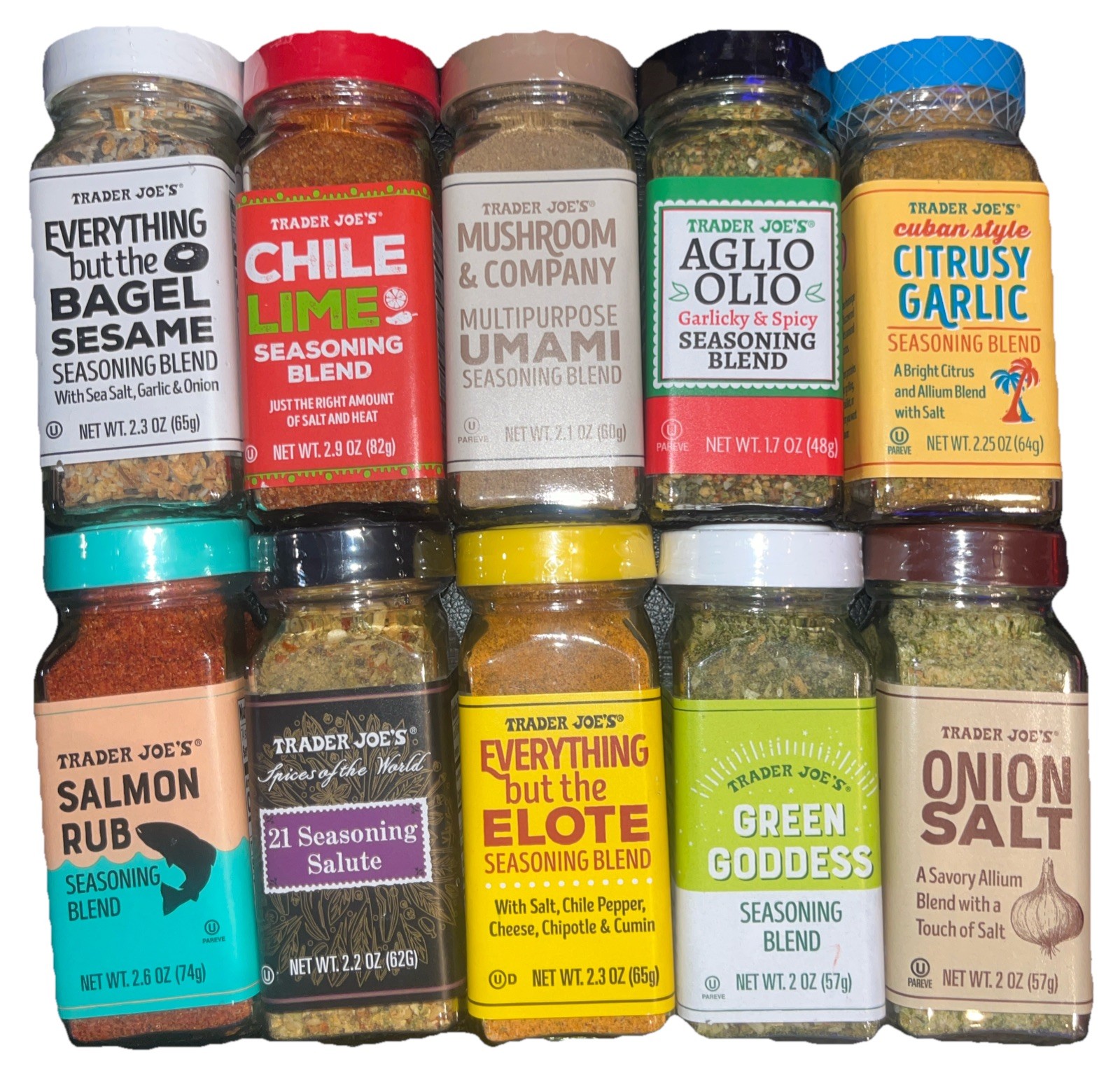 10 Pack Trader Joe’s 10 Flavors Spice Seasoning Variety Set Great Value Bundle