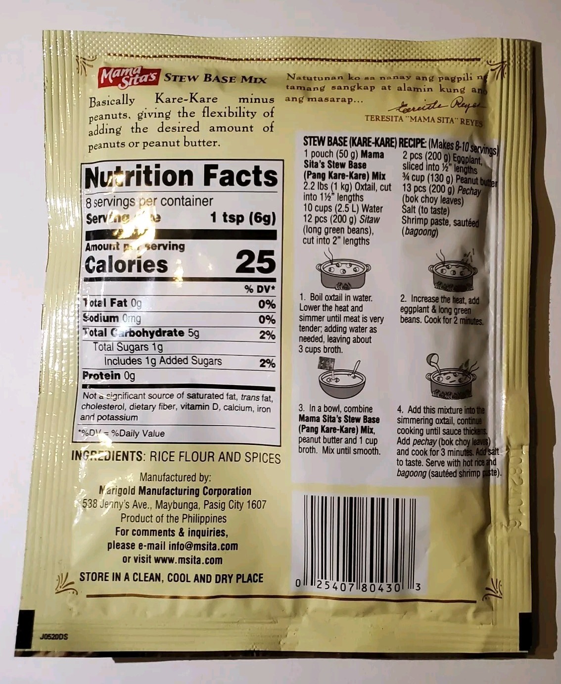 3 Packs – Mama Sita’s PALABOK (Oriental Gravy Mix) 2oz Palabok Seasoning Mix