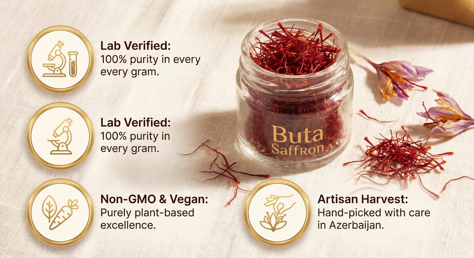 Premium Azerbaijan Saffron – 1g Grade A+ Pure Saffron Threads – Hand-Picked Baku