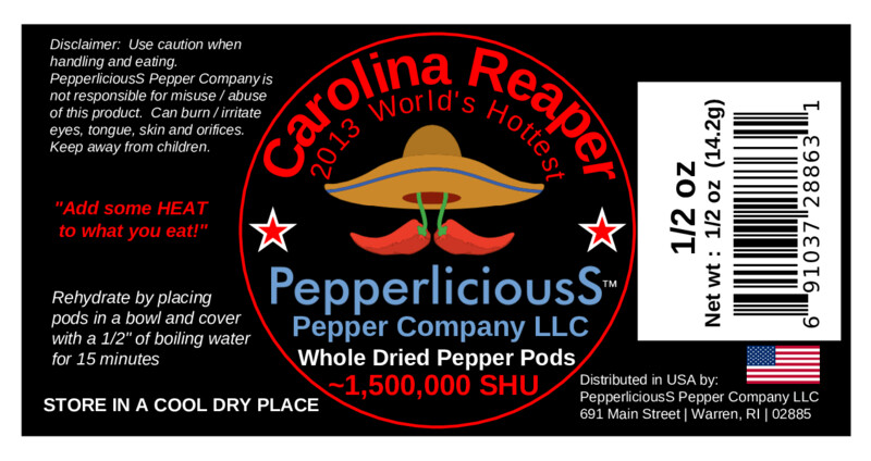 1.5 oz Habanero/Ghost/Carolina Reaper VarietyPk Worlds Hottest Dried Pepper Pods