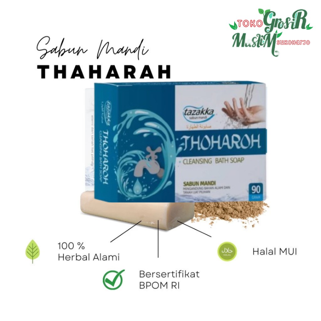 Tazakka Thaharah Clay Bath Soap Bar 90g Cleansing Body Wash Herbal aroma ritual