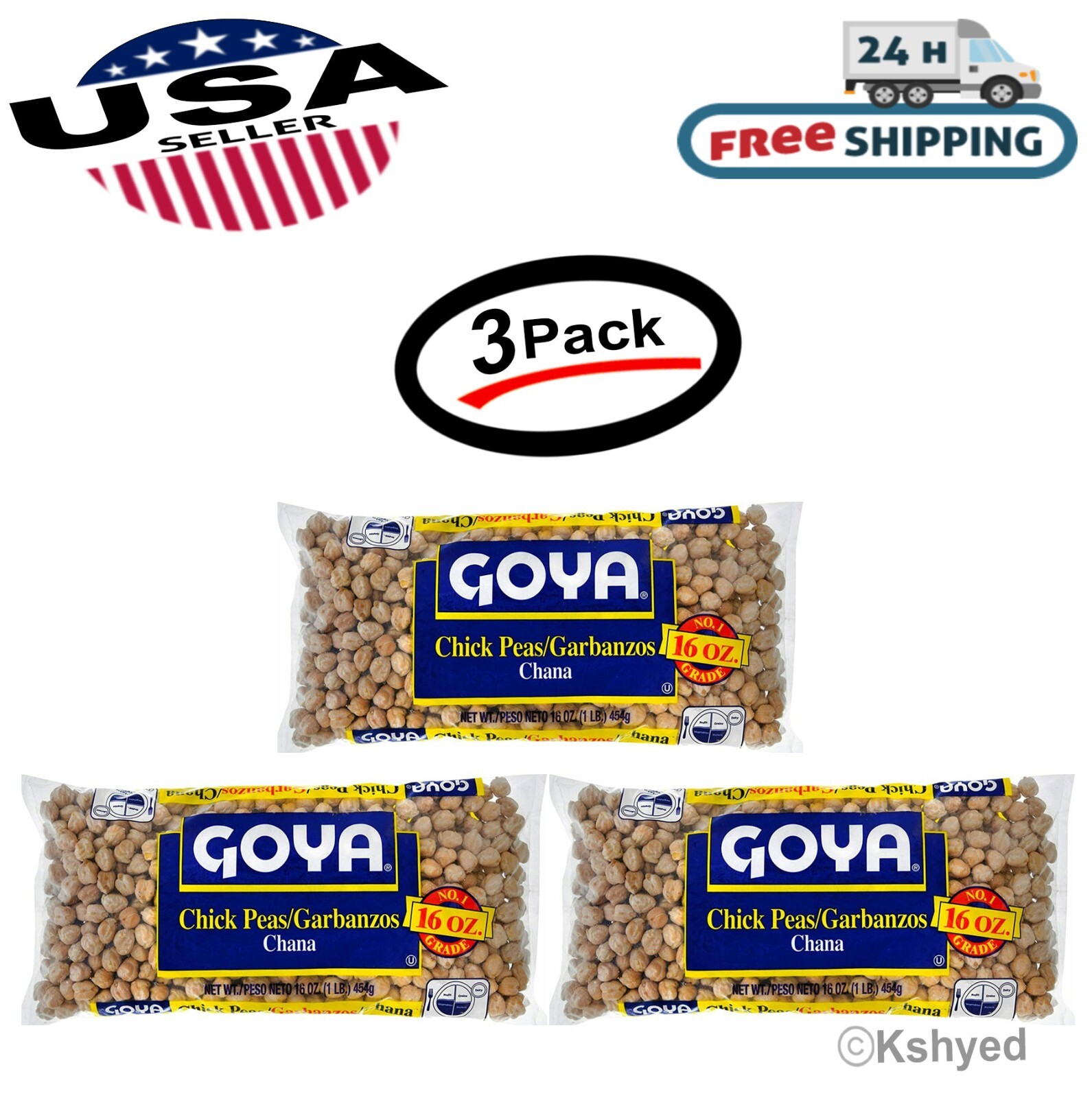 3 Goya Chick Peas 16 oz | Garbanzos 1 Pound (3 Pack) Best Seller – Free Shipping