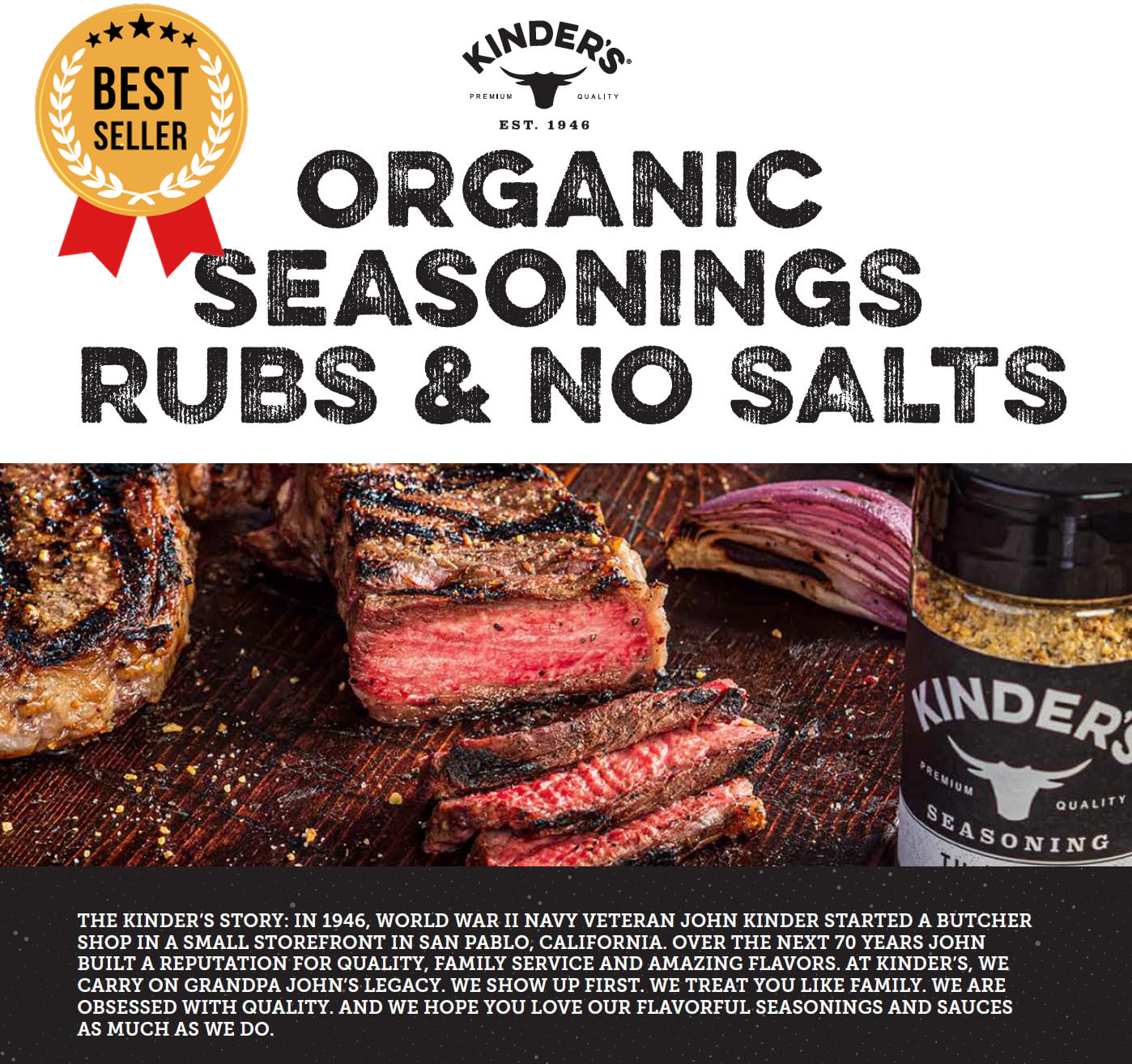 Organic Smoky Garlic & Sea Salt Premium Seasoning MSG Free USDA Organic 4 Oz