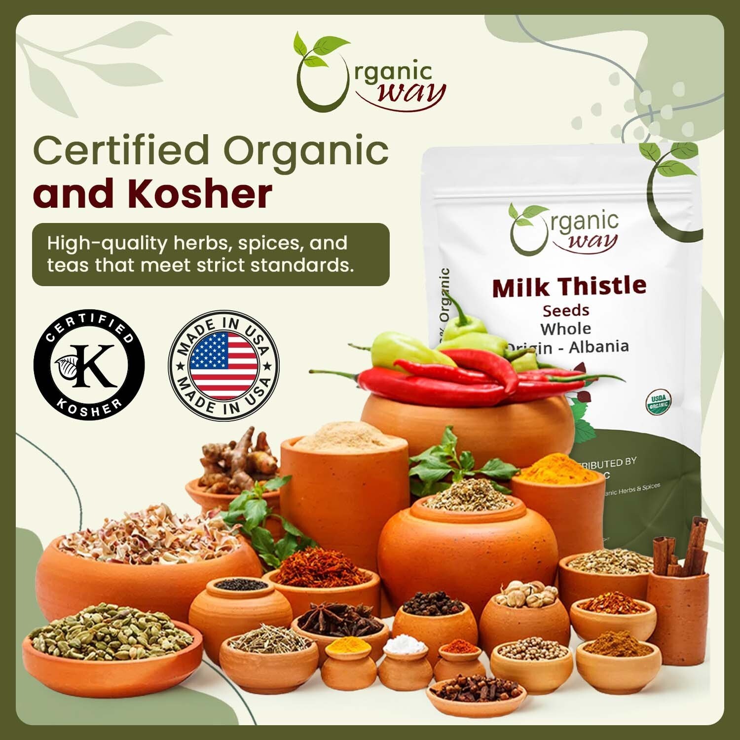 Organic Way Whole Milk Thistle Seeds – Organic, Kosher & USDA Certified